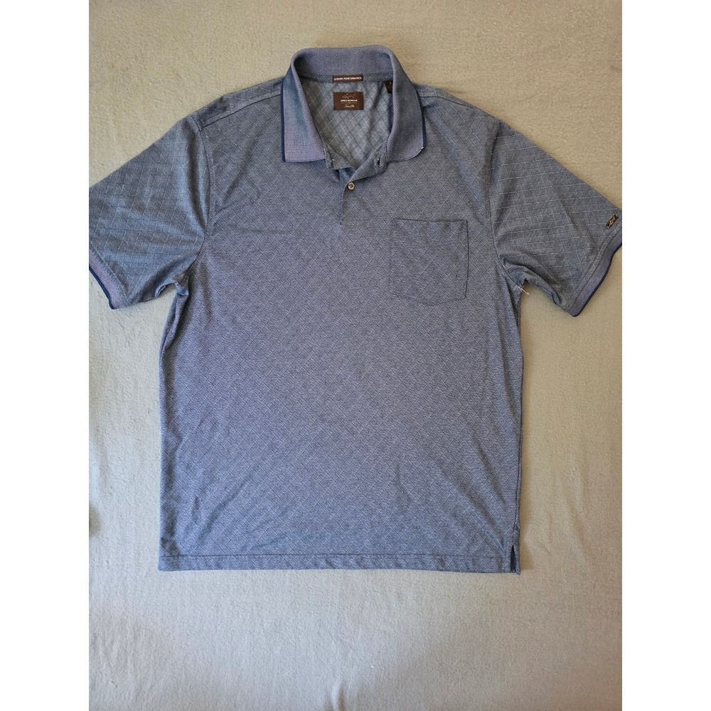Greg Norman Tasso Elba Blue Diamond Polo Shirt Mens Large Luxury Performance